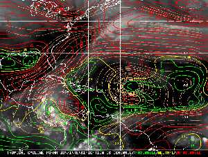 Météo tropicale : Carte des vents de cisaillement.