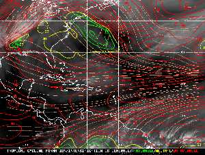 Météo tropicale : Carte des vents de cisaillement.