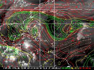 Météo tropicale : Carte des vents de cisaillement.