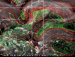 Météo tropicale : Carte des vents de cisaillement.