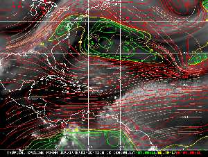 Météo tropicale : Carte des vents de cisaillement.
