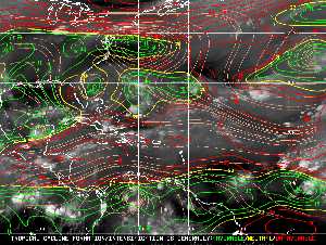 Météo tropicale : Carte des vents de cisaillement.