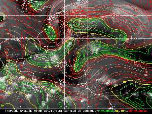 Météo tropicale : Carte des vents de cisaillement.
