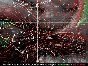 Météo tropicale : Carte des vents de cisaillement.