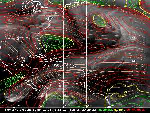 Météo tropicale : Carte des vents de cisaillement.