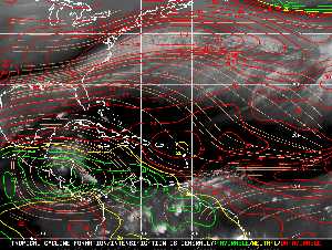 Météo tropicale : Carte des vents de cisaillement.