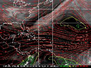 Météo tropicale : Carte des vents de cisaillement.