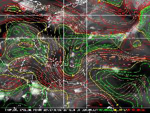 Météo tropicale : Carte des vents de cisaillement.