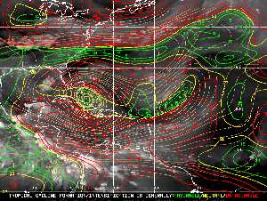 Météo tropicale : Carte des vents de cisaillement.