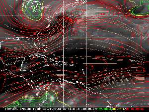 Météo tropicale : Carte des vents de cisaillement.