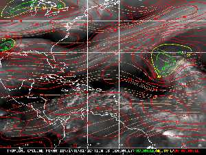 Météo tropicale : Carte des vents de cisaillement.