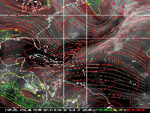 Météo tropicale : Carte des vents de cisaillement.