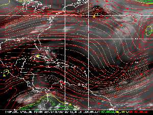Météo tropicale : Carte des vents de cisaillement.