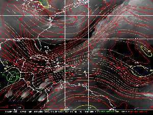 Météo tropicale : Carte des vents de cisaillement.