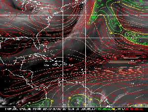 Météo tropicale : Carte des vents de cisaillement.