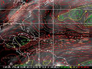Météo tropicale : Carte des vents de cisaillement.