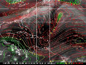 Météo tropicale : Carte des vents de cisaillement.