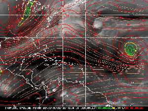 Météo tropicale : Carte des vents de cisaillement.
