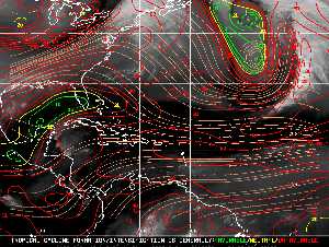 Météo tropicale : Carte des vents de cisaillement.