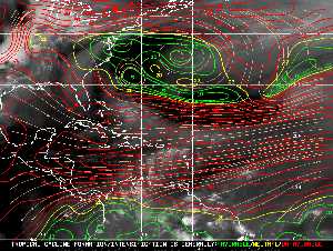 Météo tropicale : Carte des vents de cisaillement.