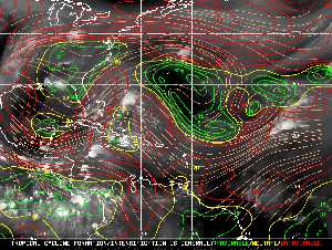 Météo tropicale : Carte des vents de cisaillement.