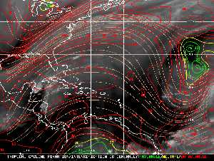 Météo tropicale : Carte des vents de cisaillement.