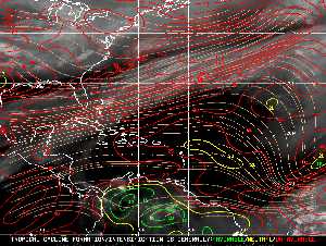 Météo tropicale : Carte des vents de cisaillement.