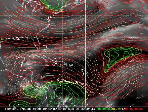 Météo tropicale : Carte des vents de cisaillement.