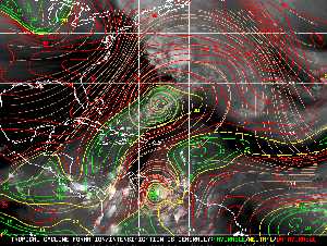 Météo tropicale : Carte des vents de cisaillement.