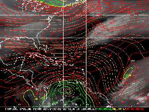 Météo tropicale : Carte des vents de cisaillement.