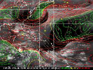Météo tropicale : Carte des vents de cisaillement.