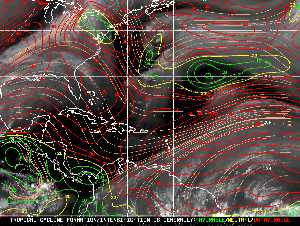 Météo tropicale : Carte des vents de cisaillement.