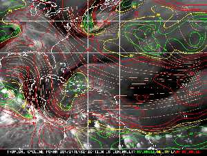 Météo tropicale : Carte des vents de cisaillement.