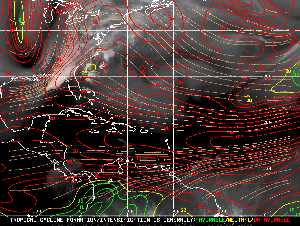Météo tropicale : Carte des vents de cisaillement.