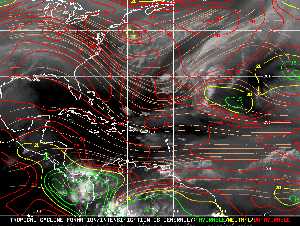 Météo tropicale : Carte des vents de cisaillement.