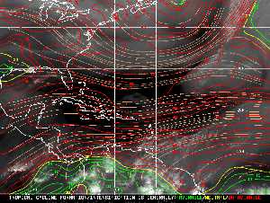 Météo tropicale : Carte des vents de cisaillement.