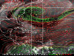 Météo tropicale : Carte des vents de cisaillement.