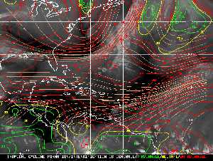 Météo tropicale : Carte des vents de cisaillement.