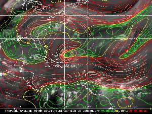 Météo tropicale : Carte des vents de cisaillement.