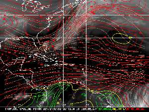 Météo tropicale : Carte des vents de cisaillement.