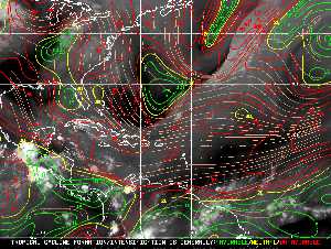 Météo tropicale : Carte des vents de cisaillement.