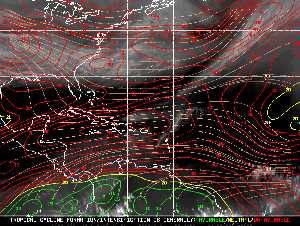 Météo tropicale : Carte des vents de cisaillement.