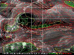 Météo tropicale : Carte des vents de cisaillement.