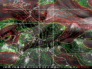 Météo tropicale : Carte des vents de cisaillement.