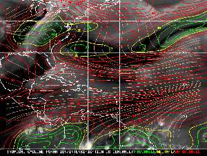 Météo tropicale : Carte des vents de cisaillement.