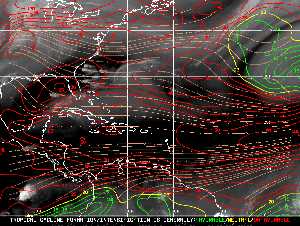 Météo tropicale : Carte des vents de cisaillement.