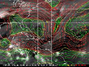 Météo tropicale : Carte des vents de cisaillement.