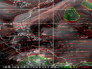 Météo tropicale : Carte des vents de cisaillement.