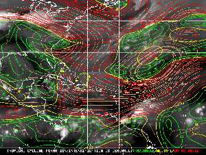 Météo tropicale : Carte des vents de cisaillement.