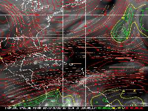 Météo tropicale : Carte des vents de cisaillement.